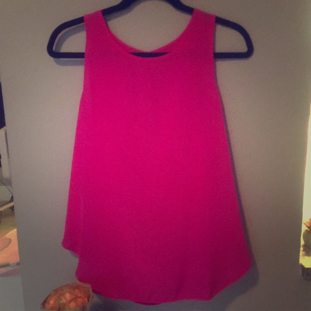 Hot pink silk open back Charlie Jade top